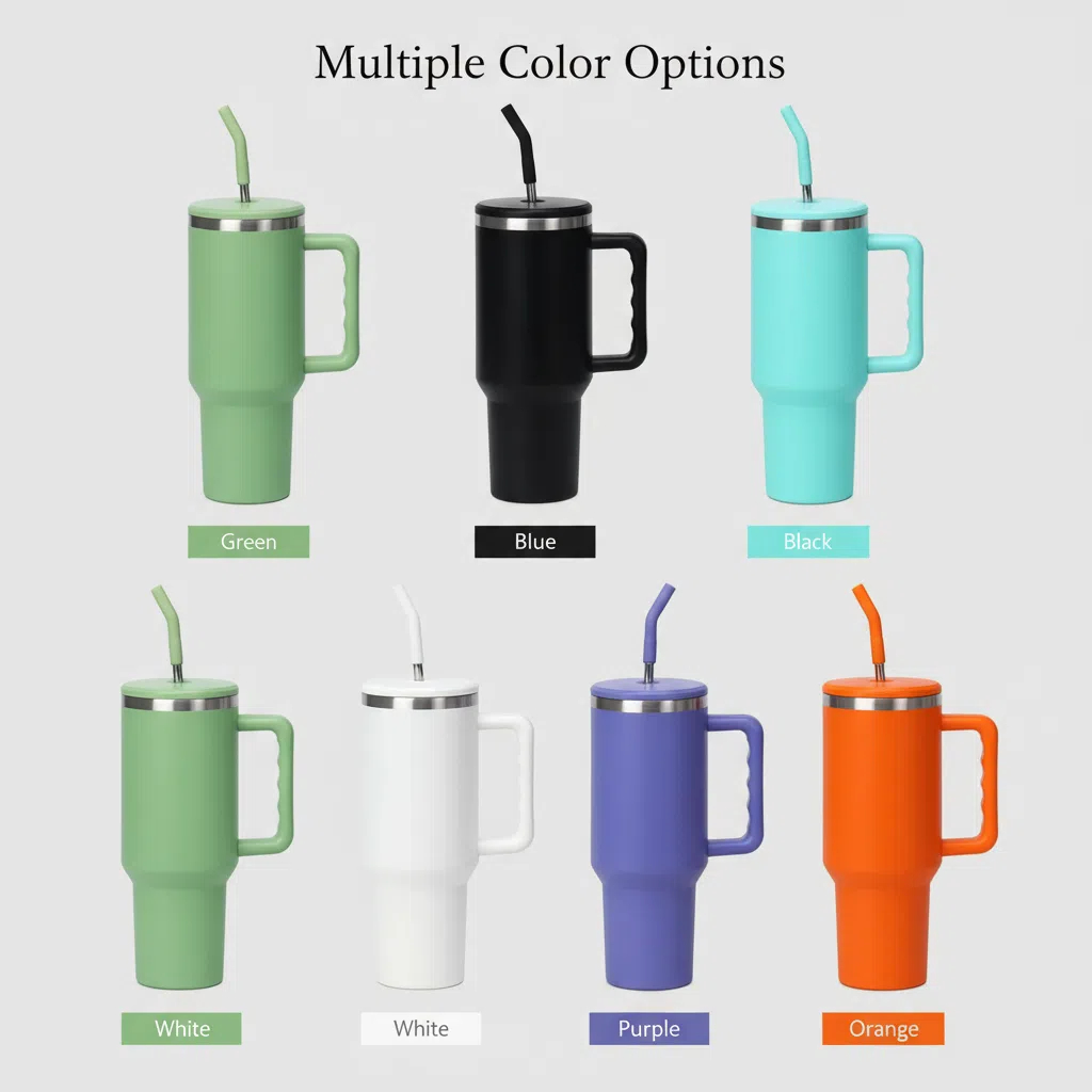 Color options for 40 oz custom handle tumblers